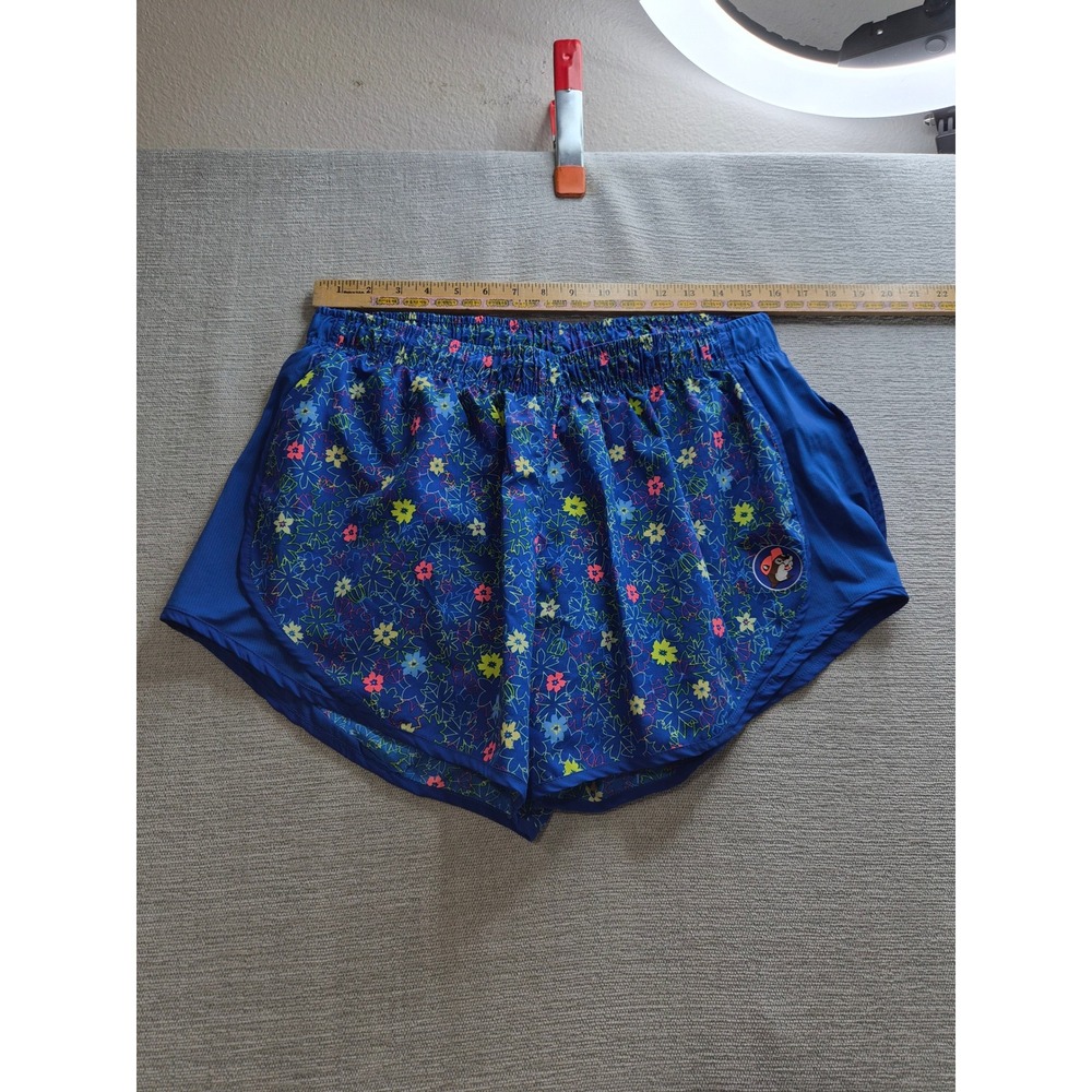 Buc-ee's Athletic Shorts Womens 2XL Royal Blue Neon Flower Running Drawstring